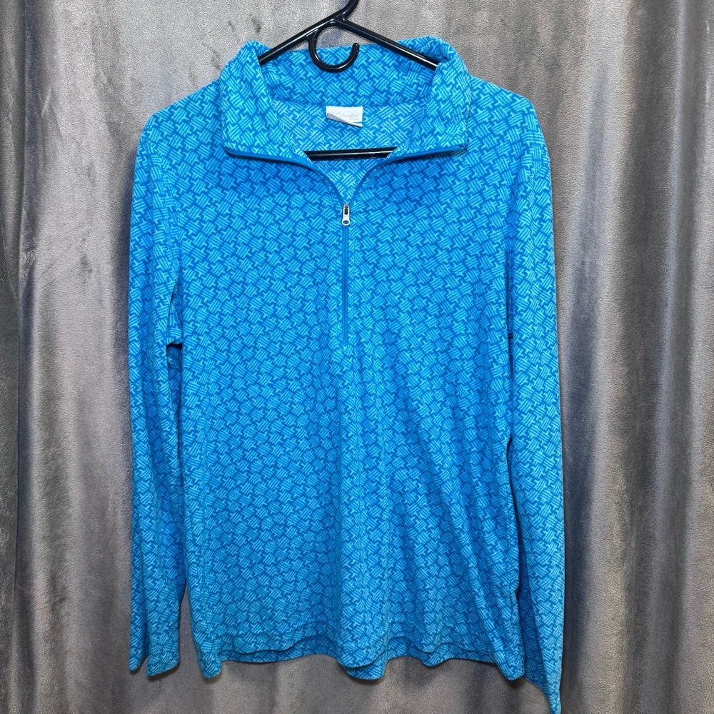COLUMBIA Women Arctic Air 1/4  Zip Polar Ultralight Fleece Pullover, Geo Blue- L